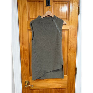 Brochu Walker 100% Cashmere Asymmetrical Zip Mock Neck Sleeveless Sweater Vest
